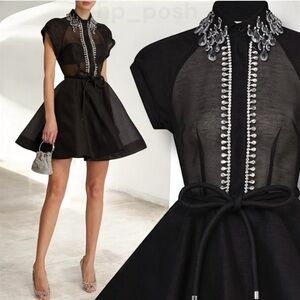 Chic Black Mini Dress with Crystal Accents